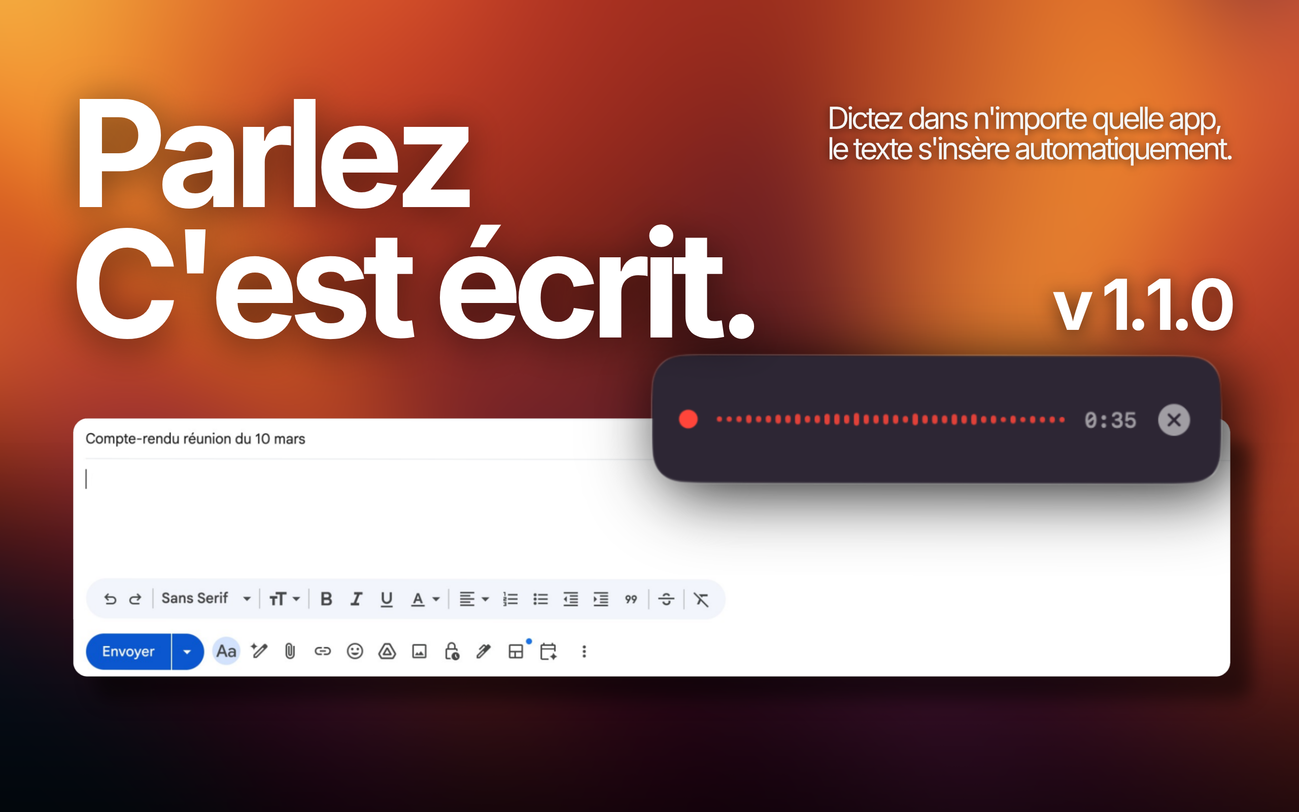 Whisper Dictate en action